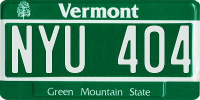 VT license plate NYU404