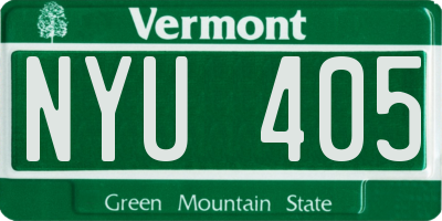 VT license plate NYU405