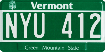 VT license plate NYU412