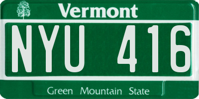 VT license plate NYU416