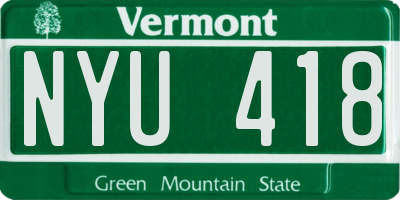 VT license plate NYU418