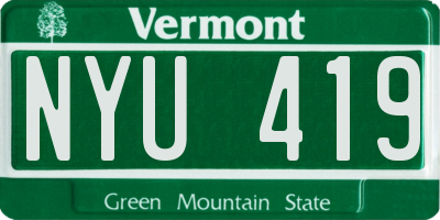 VT license plate NYU419