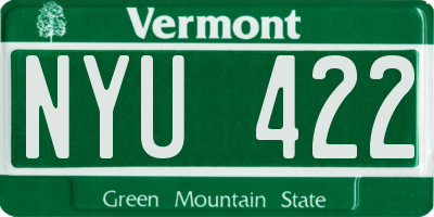VT license plate NYU422