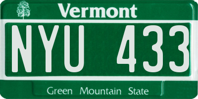 VT license plate NYU433