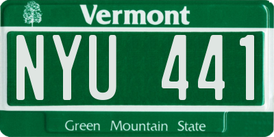 VT license plate NYU441