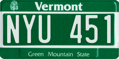 VT license plate NYU451