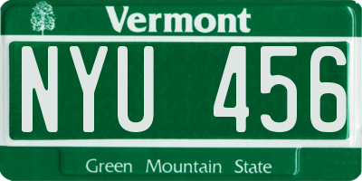 VT license plate NYU456