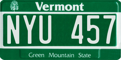 VT license plate NYU457