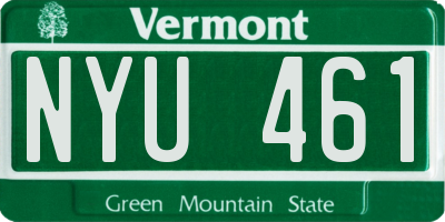 VT license plate NYU461