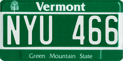 VT license plate NYU466