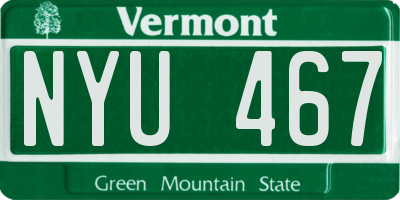 VT license plate NYU467