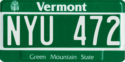 VT license plate NYU472
