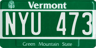 VT license plate NYU473