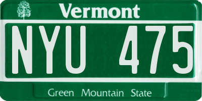 VT license plate NYU475