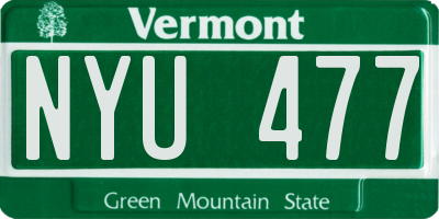 VT license plate NYU477