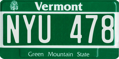 VT license plate NYU478