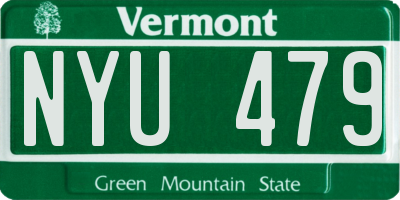 VT license plate NYU479