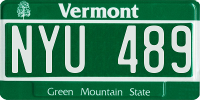 VT license plate NYU489