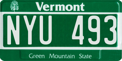 VT license plate NYU493
