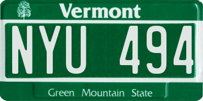 VT license plate NYU494