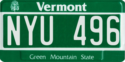 VT license plate NYU496