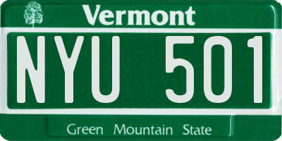 VT license plate NYU501