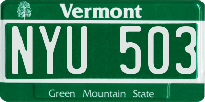 VT license plate NYU503