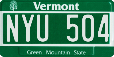VT license plate NYU504