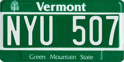 VT license plate NYU507
