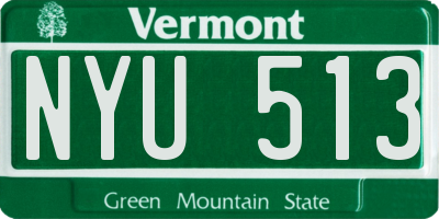 VT license plate NYU513