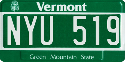 VT license plate NYU519