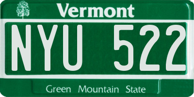 VT license plate NYU522