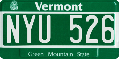 VT license plate NYU526