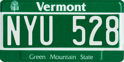 VT license plate NYU528