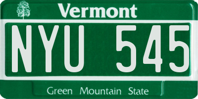 VT license plate NYU545