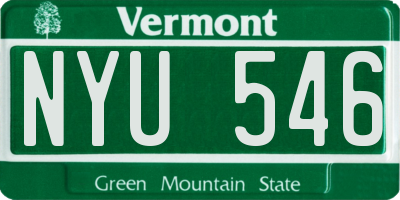 VT license plate NYU546
