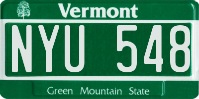 VT license plate NYU548