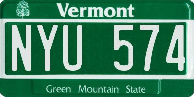 VT license plate NYU574
