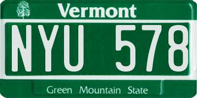 VT license plate NYU578