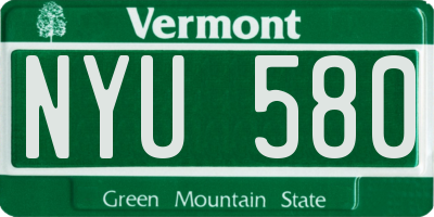 VT license plate NYU580