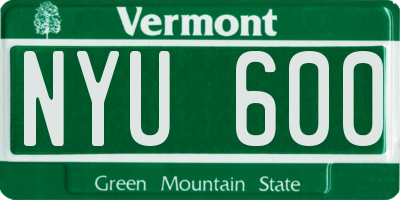 VT license plate NYU600