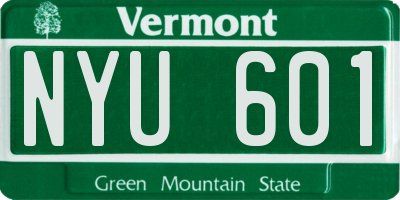 VT license plate NYU601