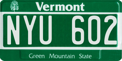 VT license plate NYU602