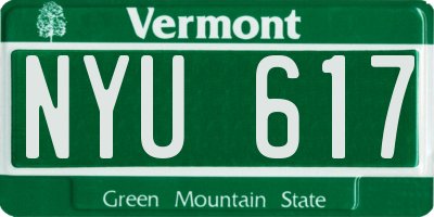 VT license plate NYU617