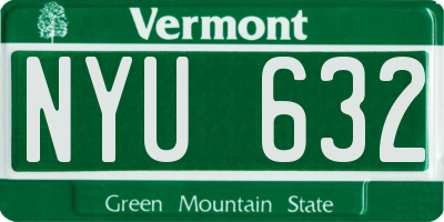 VT license plate NYU632