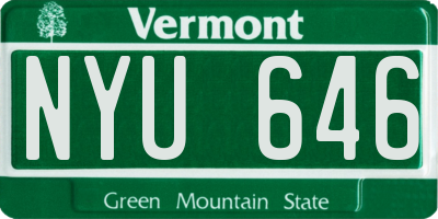VT license plate NYU646