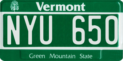 VT license plate NYU650