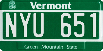 VT license plate NYU651