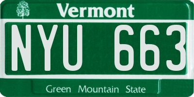 VT license plate NYU663