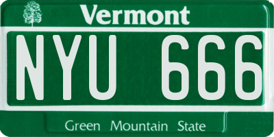 VT license plate NYU666